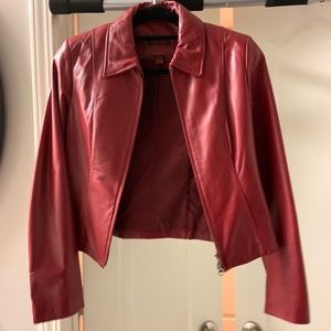 Women’s Deep Red Danier Leather Jacket.